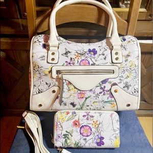 NEW! 2pc FLORAL PURSE & WALLET SET